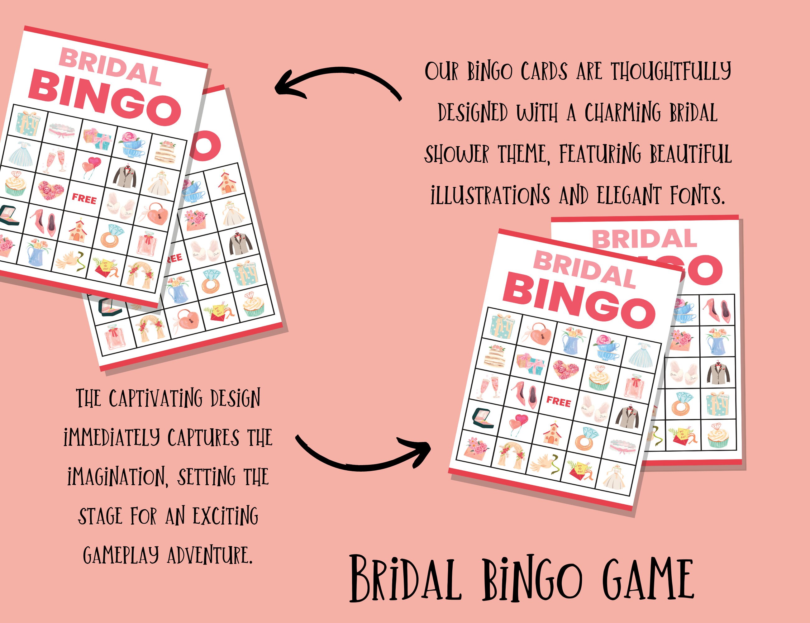 Printable Bridal Shower Bingo Cards, Bridal Hen Party, Bachelorette Party Game, Wedding ...