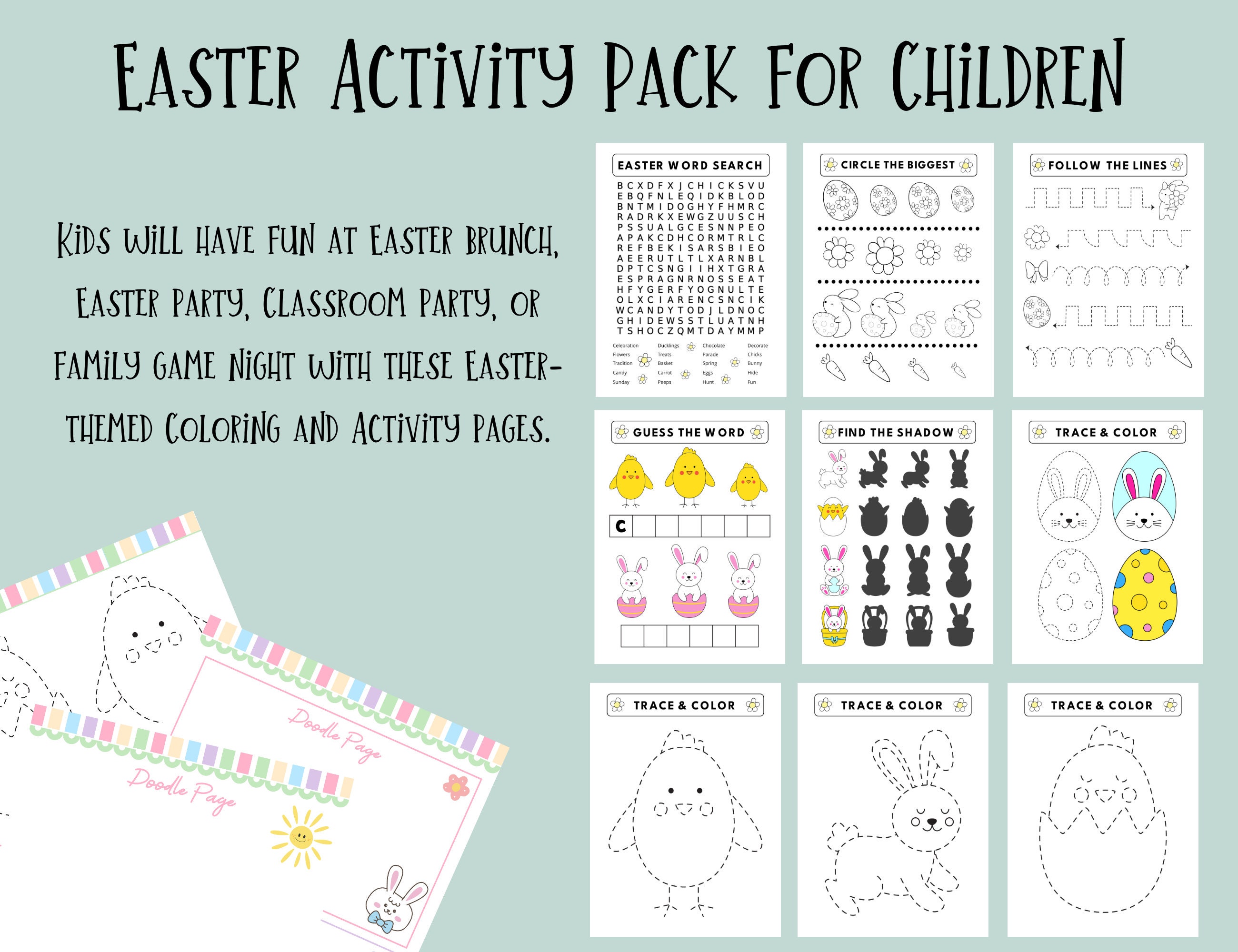 Easter Activities for Kids Printable Pack, Worksheet Bundle, Easter ...