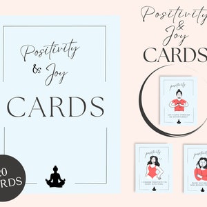 Cartões de afirmação de positividade e alegria, baralho de cartas de afirmação para impressão, cartão de afirmação de manifestação, quadro de visão para impressão, presente de positividade
