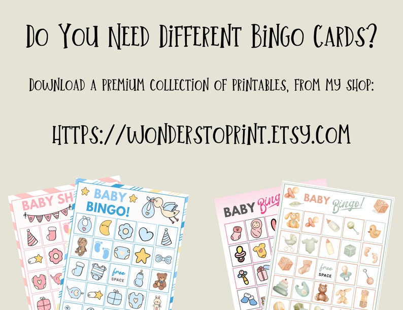 Baby Shower Bingo Printable, Baby Bingo Printable, Baby Shower Gift