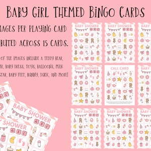 Baby Shower Bingo Printable, Baby Girl Bingo Printable, Baby Shower ...
