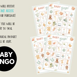 Baby Shower Bingo Printable, Baby Bingo Printable, Baby Shower Gift ...