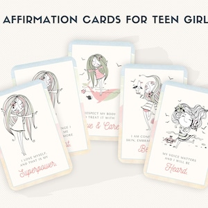 Affirmationskarten für Teenager Mädchen | Empowerment Karten | Abenteuerkarten | Superpower Mädchen Karte | Positivität fördern | Sofort Download