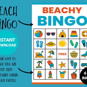 Beach Bingo Cards, Printable Beachy-themed Party Game, Fun Summer Coastal Activity, Birthday ...