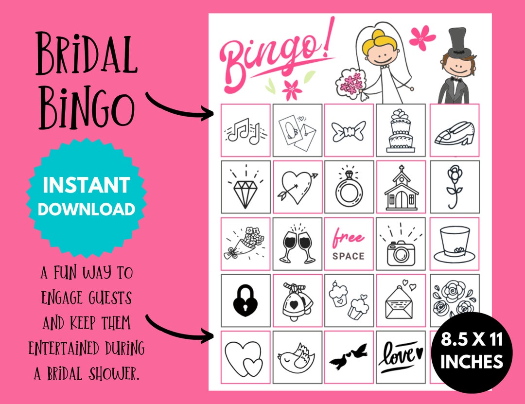 Printable Bridal Shower Bingo Cards, Bridal Hen Party, Bachelorette Party Game, Wedding ...