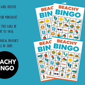 Beach Bingo Cards, Printable Beachy-themed Party Game, Fun Summer Coastal Activity, Birthday ...