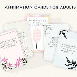 Tarjetas de afirmación de equilibrio entre vida personal y laboral para adultos: paquete de 50 tarjetas, imprimibles 5x7, descarga instantánea de PDF y JPG