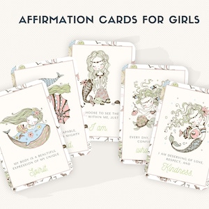 Cartes d'affirmation positive de la sirène | Cartes de motivation pour adolescentes | Cartes Petite Sirène | Cartes imprimables | Bienveillance envers soi-même