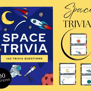 Space Trivia Cards Set, Trivia Game afdrukbaar, Trivia Night, Question Astronomy Party Game voor volwassenen, Fun Galaxy Gift, Instant Download PDF