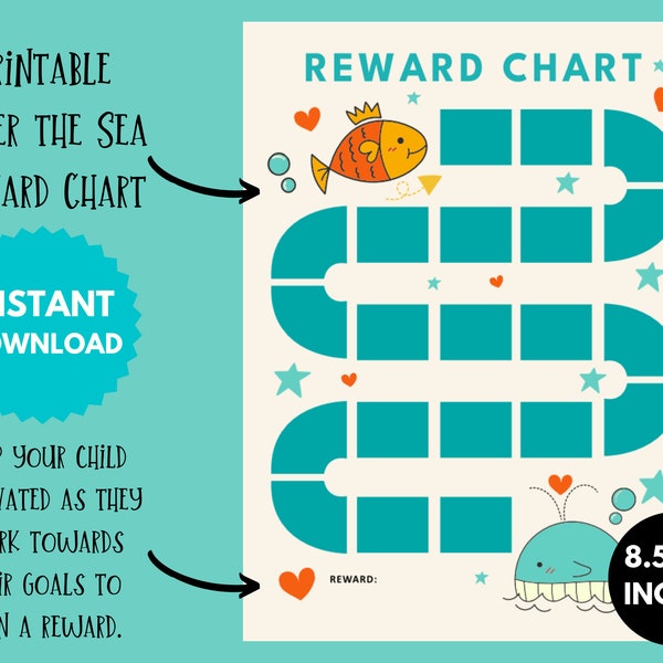 Under The Sea Reward Chart for Kids, Printable Ocean Behavior Chart, Children Daily Chore Chart, Routine Sticker Chart Digital, Cute Gift