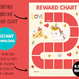 Unicorn Reward Chart for Kids, Behavior Chart Printable, Daily Chore Chart for Children, Routine Sticker Chart Digital, Cute Gift for Girls