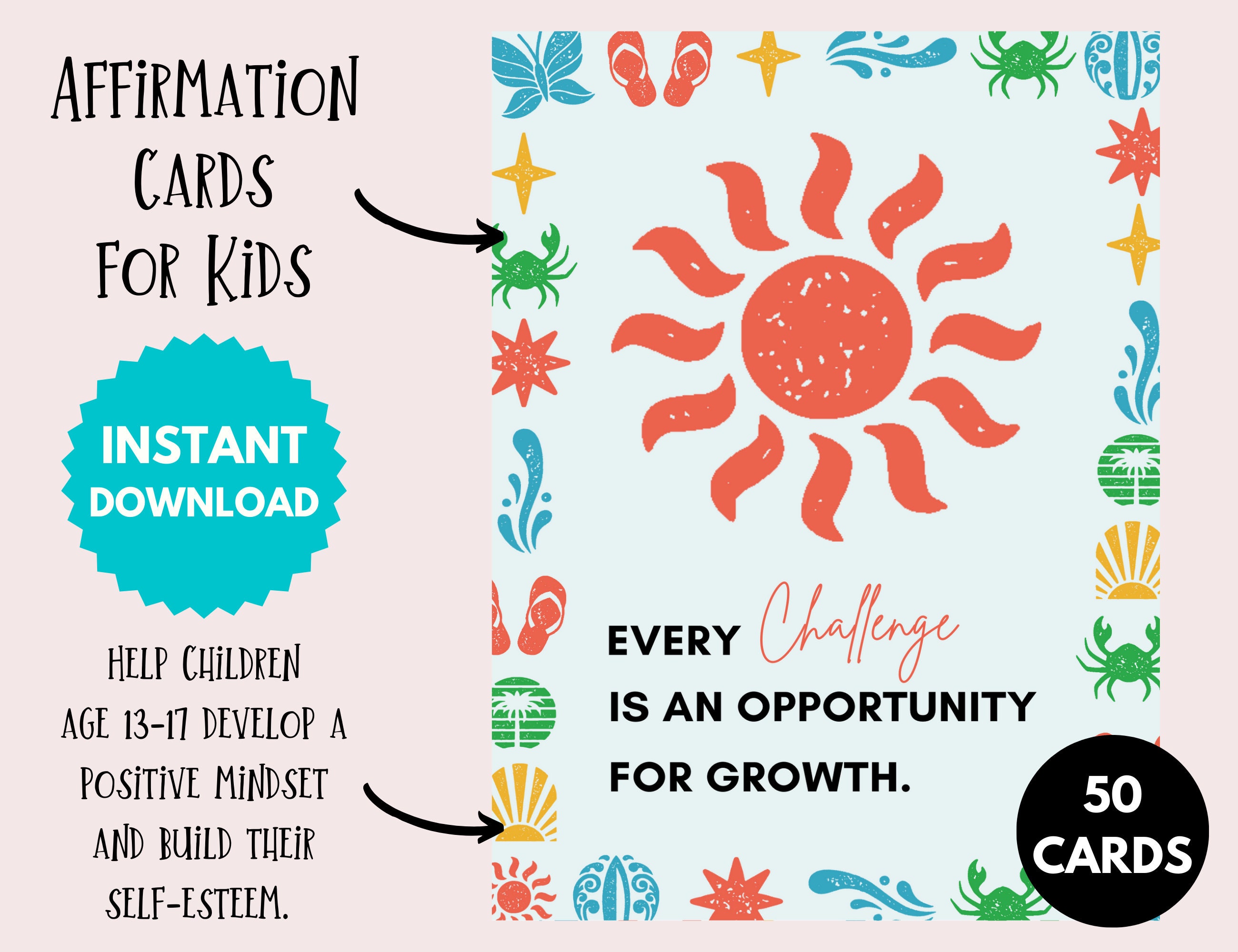 Printable Affirmation Cards for Kids Ages 1317 Positive Etsy — free download