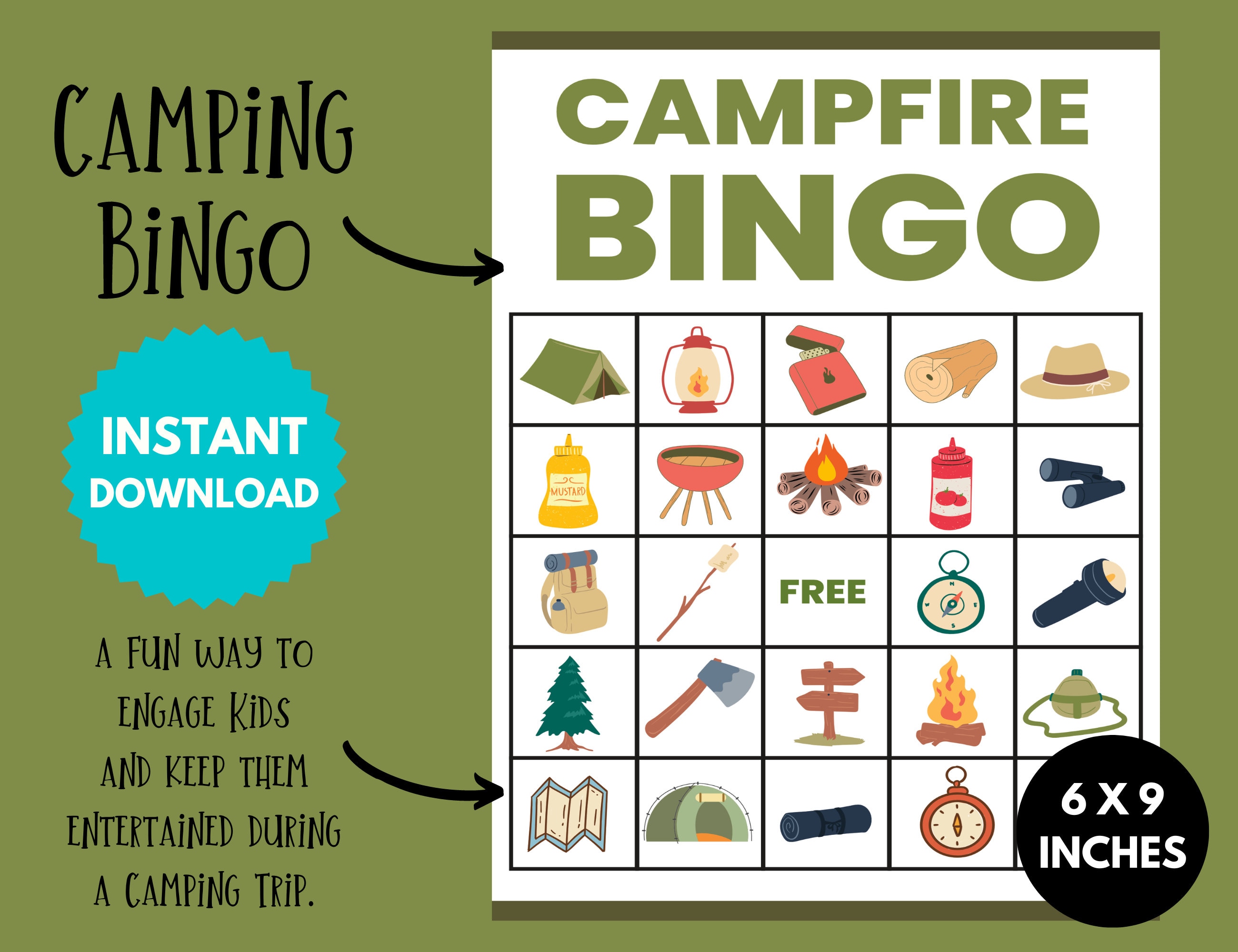 Camping Bingo Cards, Printable Outdoor Kids Adventure & Bonding Game ...
