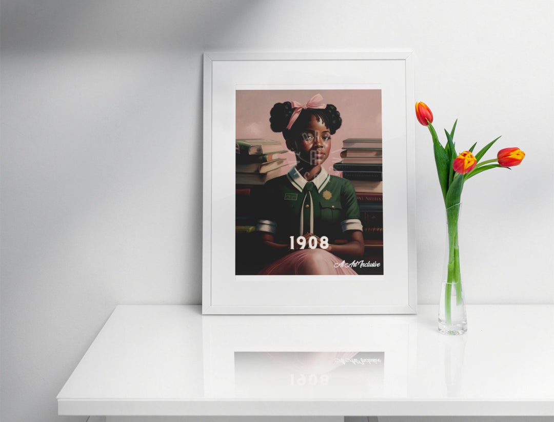 Alpha Kappa Alpha Girl Art Print | AKA Sorority, Divine 9 (digital ...