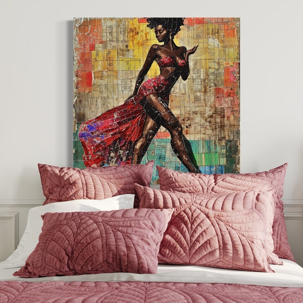 Afro-Retro Chic: Rice Straw Radiance wall art- instant download