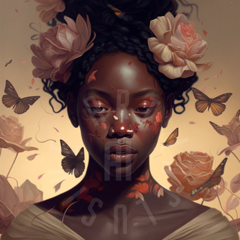 Printable Black Woman Png / African American Woman Art / African Woman