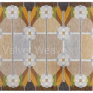 Alfombra de tejido plano neutro de inspiración sueca Marianne Richter de 8 x 10 pulgadas / Alfombra geométrica del suroeste / Alfombra tribal bohemia grande para sala de estar