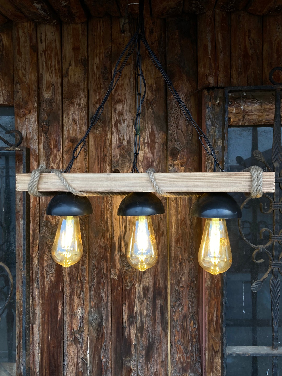 Rustic Rope Central Light Wooden Rope Lightfarmhouse Authentic Chandelier rustic - Etsy