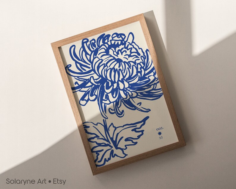 Blue Peony Art Print Printable Peony Illustration Modern - Etsy