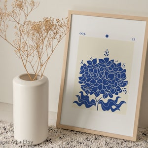 Blue Botanical Art Print | Printable Flower Art | Downloadable Gallery Wall Art Print | Blue Flower Poster | Blue Floral Art | Botany Print