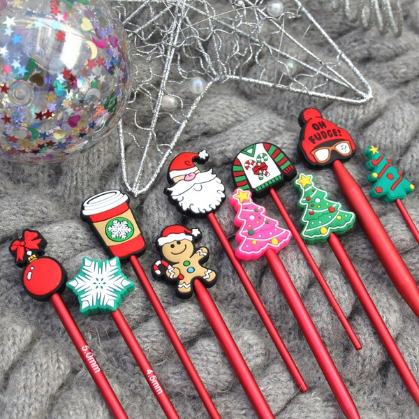 Christmas Knitting stitch stopper Knitting needle holders Stitch stoppers Keeper Point protectors Knitting needle hugger holders