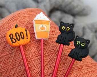 Halloween Knitting stitch stopper Knitting needle holders Stitch stoppers Keeper Point protectors Knitting needle hugger holders