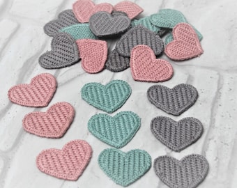 3x Heart Patches Appliques Embellishments for Knitting Sewing Scrapbooking