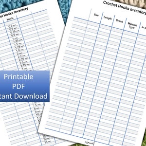 Afdrukbare haaknaaldeninventarisregistratiebladpagina, voor haakster om track haaknaaldeninventaris te organiseren, direct downloaden