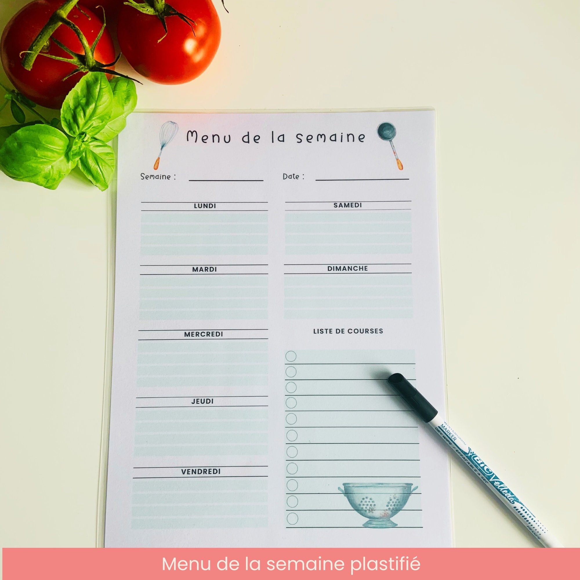 Menu Semaine Frigo Calendrier Magnetique Frigo Cuisine Tableau D