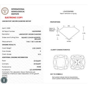 2.52Cts IGI Certified Cushion E-vs2 Lab Grown Diamond For Wedding Ring Cushion Lab Grown Diamond, Loose Diamond for Ring Cushion Diamond