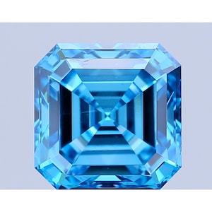 IGI Certified 5.80cts Fancy Vivid Blue Lab Grown Diamond Blue Asscher Cut Lab Grown Diamond Loose Stone for Ring or Pendant Custom Jewelry