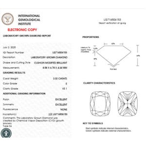 2.02cts IGI Certified Cushion E-vs1  Lab Grown Diamond For Wedding Ring Cushion Lab Grown Diamond, Loose Diamond for Ring Cushion Diamond