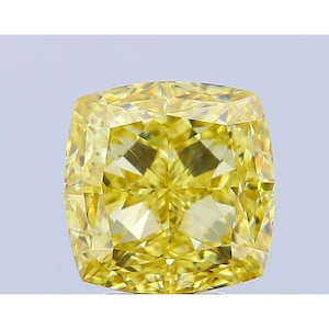 7.03CT Square Cushion Shape Fancy vivid yellow VS1 Lab Grown IGI certified diamond. Loose diamond for custom engagement rings or pendants