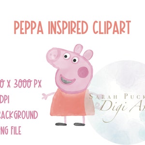Peppa Pig Inspired Clipart, Elementos de acuarela, PNG, Clip Art, sin fondo, Acuarela, fiesta, cumpleaños