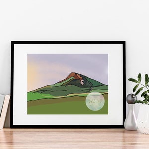 Roseberry Topping Digital Print | Illustration | Print at Home | Valentines Wedding Gift Teesside North Yorkshire Landmark