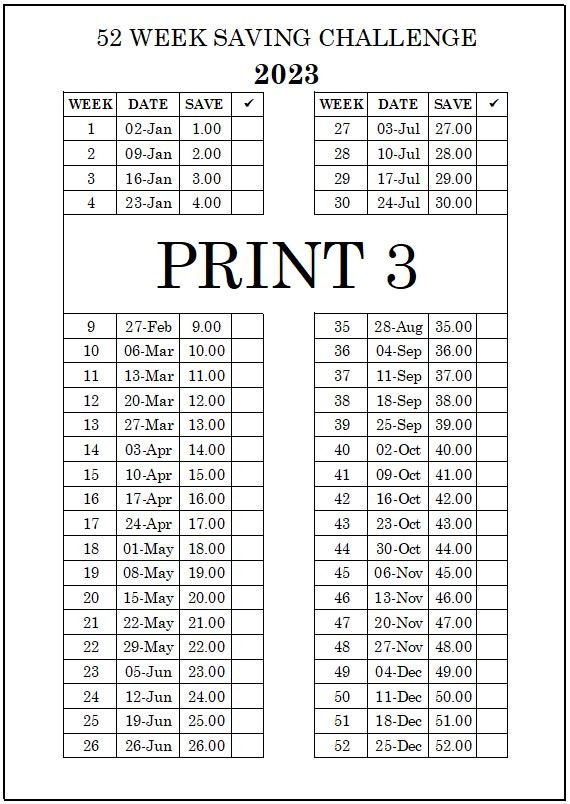 52 WEEK SAVINGS CHALLENGE Printable Digital Download A5 Agenda - Etsy