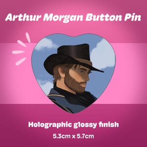 video game cowboy holographic heart pin|red dead redemption fanart |rdr2 fanart| arthur morgan fanart|cowboy|outlaws|wild west|