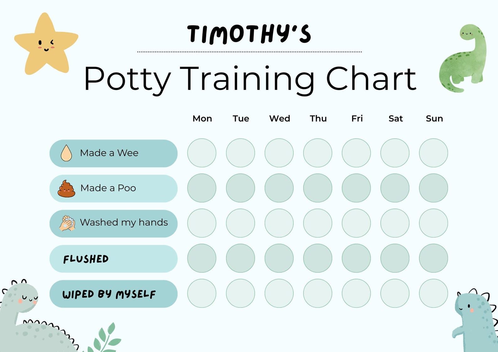 Printable Potty Training Star Chart – Fun & Motivating for Kids - Etsy