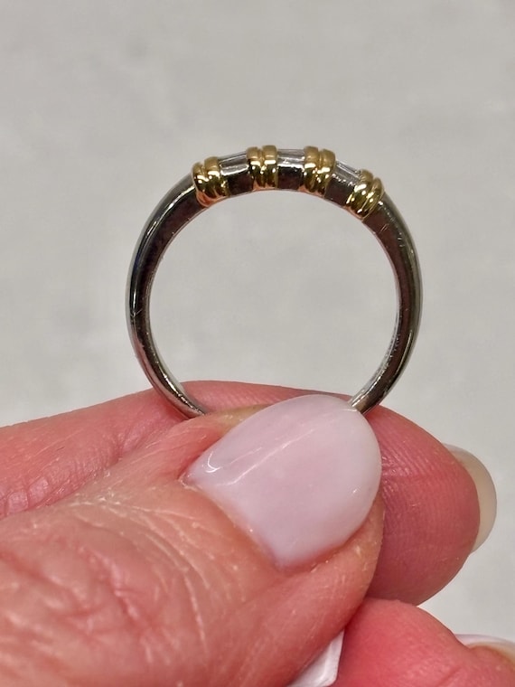 Vintage Platinum & 18K Yellow Gold Baguette Diamo… - image 3