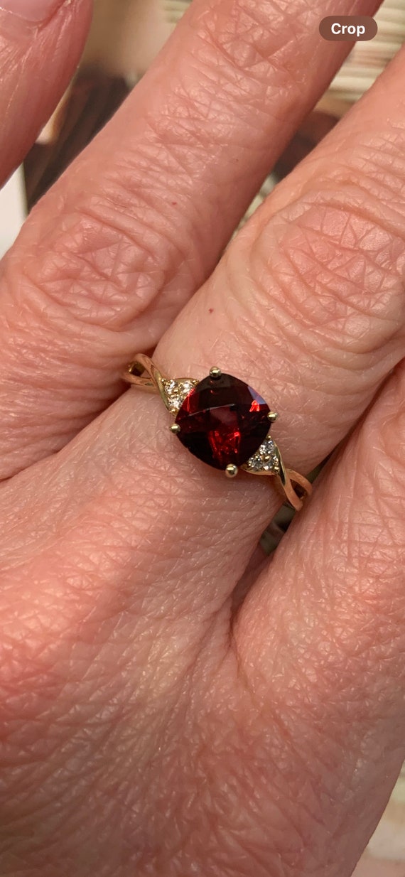 Vintage Garnet & Diamonds Ring - image 1