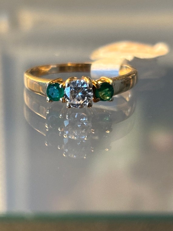 Vintage Emerald and Diamond Ring 14k Gold