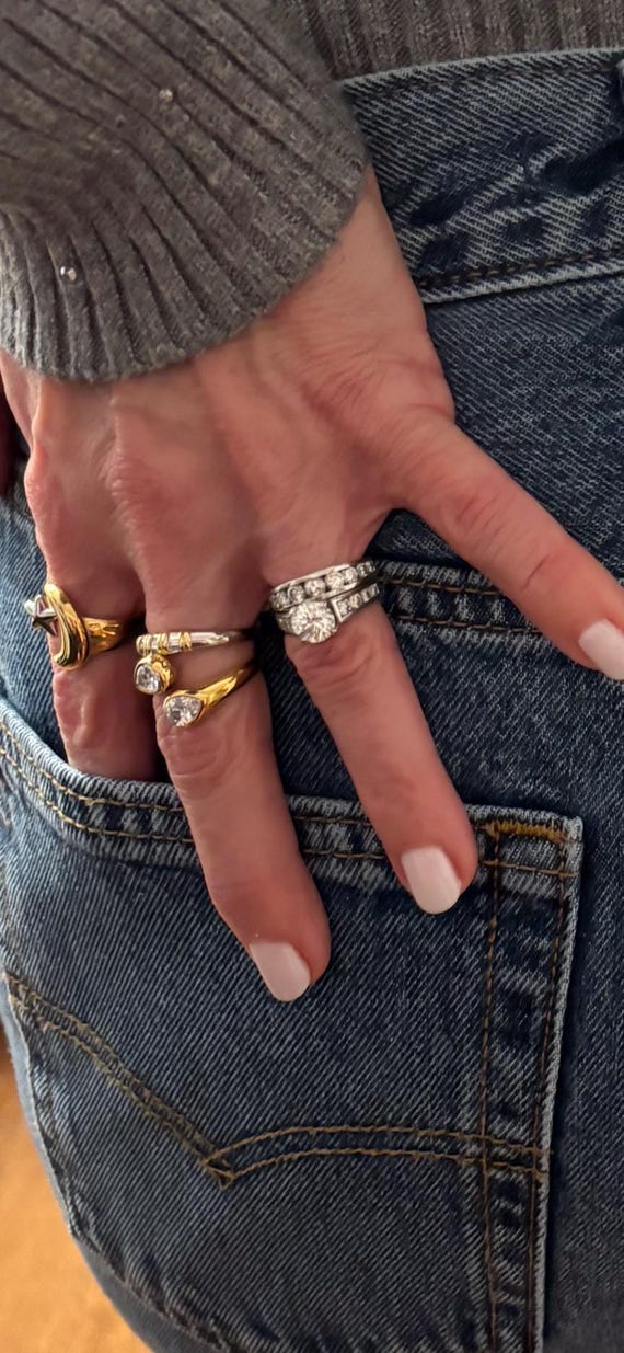 Vintage Platinum & 18K Yellow Gold Baguette Diamo… - image 7