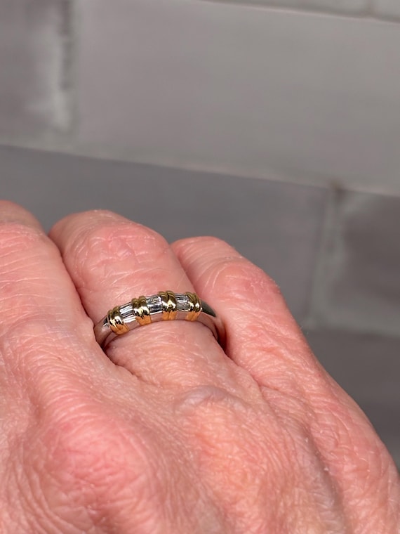 Vintage Platinum & 18K Yellow Gold Baguette Diamo… - image 8