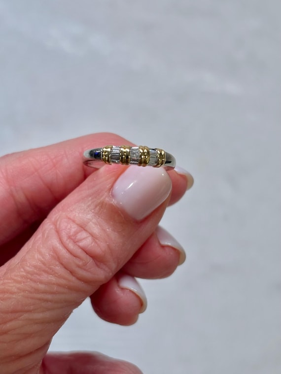 Vintage Platinum & 18K Yellow Gold Baguette Diamo… - image 14