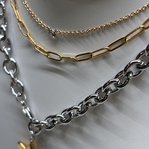 Mixed Metal Chunky Star Necklace PVD Gold Plate