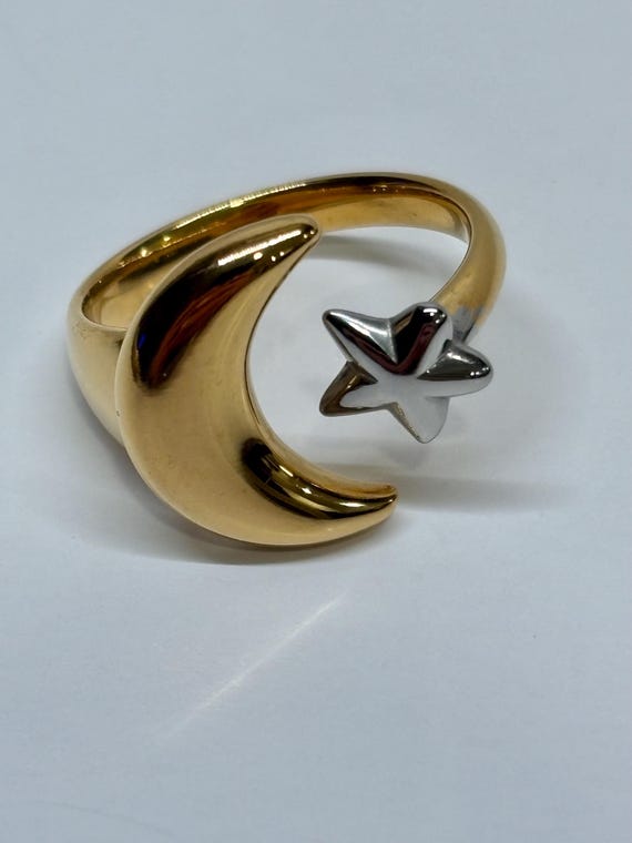 Moon & Star Celestial Statement Ring - image 1