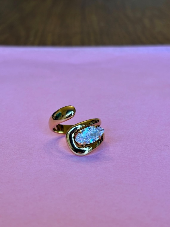 Marquise Gold Wrap Statement Ring PVD Gold Plate - image 1