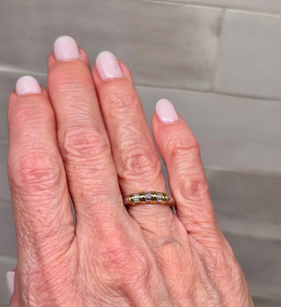 Vintage Platinum & 18K Yellow Gold Baguette Diamo… - image 6