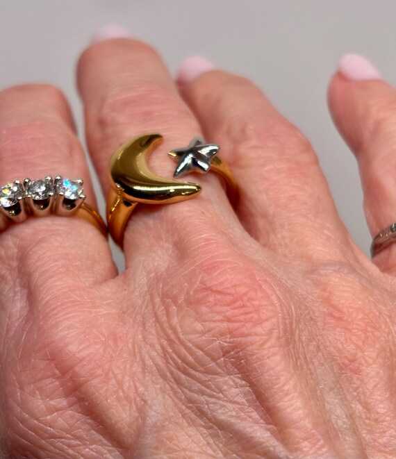 Moon & Star Celestial Statement Ring - image 9