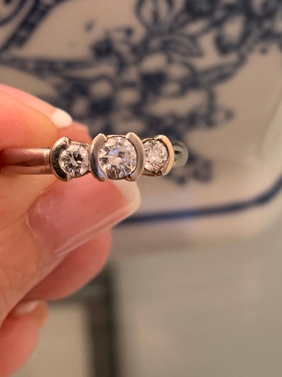 Vintage Diamond Bezel Set 14K Ring